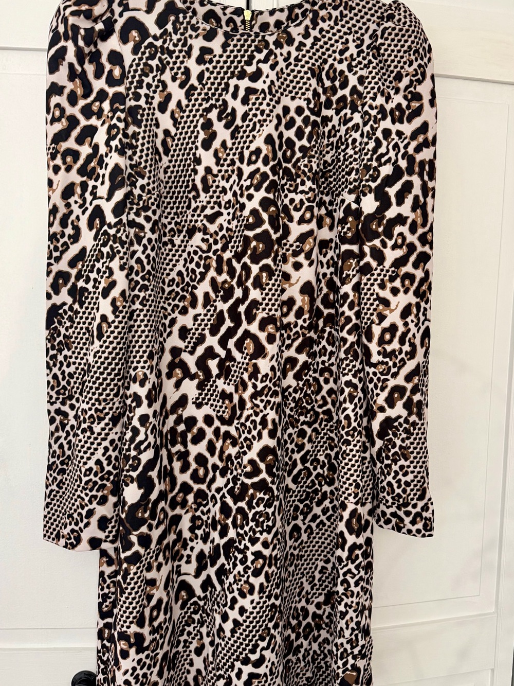 Calvin Klein Leopard Print Midi Dress - Black, Brown & Cream